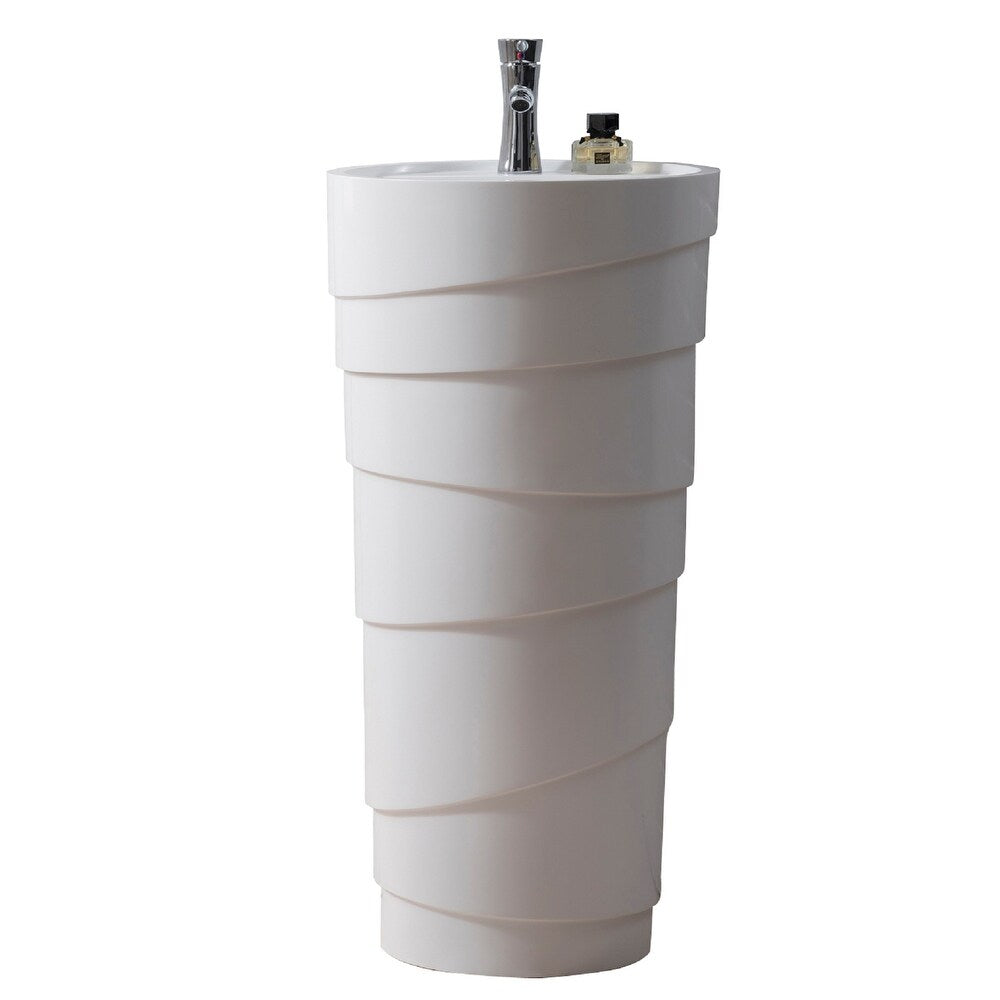 Quebec 17.5 in. Solid Surface Pedestal Sink, Bright White by James Martin Vanities