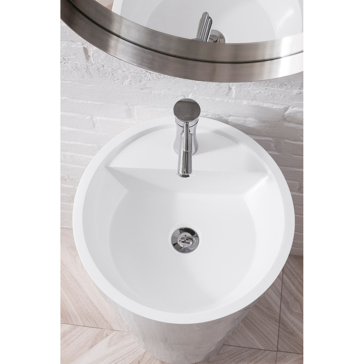 Quebec 17.5 in. Solid Surface Pedestal Sink, Bright White by James Martin Vanities