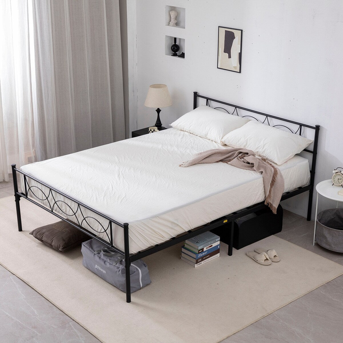 Queen Bed Frame with Headboard Heavy Duty Metal Platform Bed Frame, Noise Free Beds
