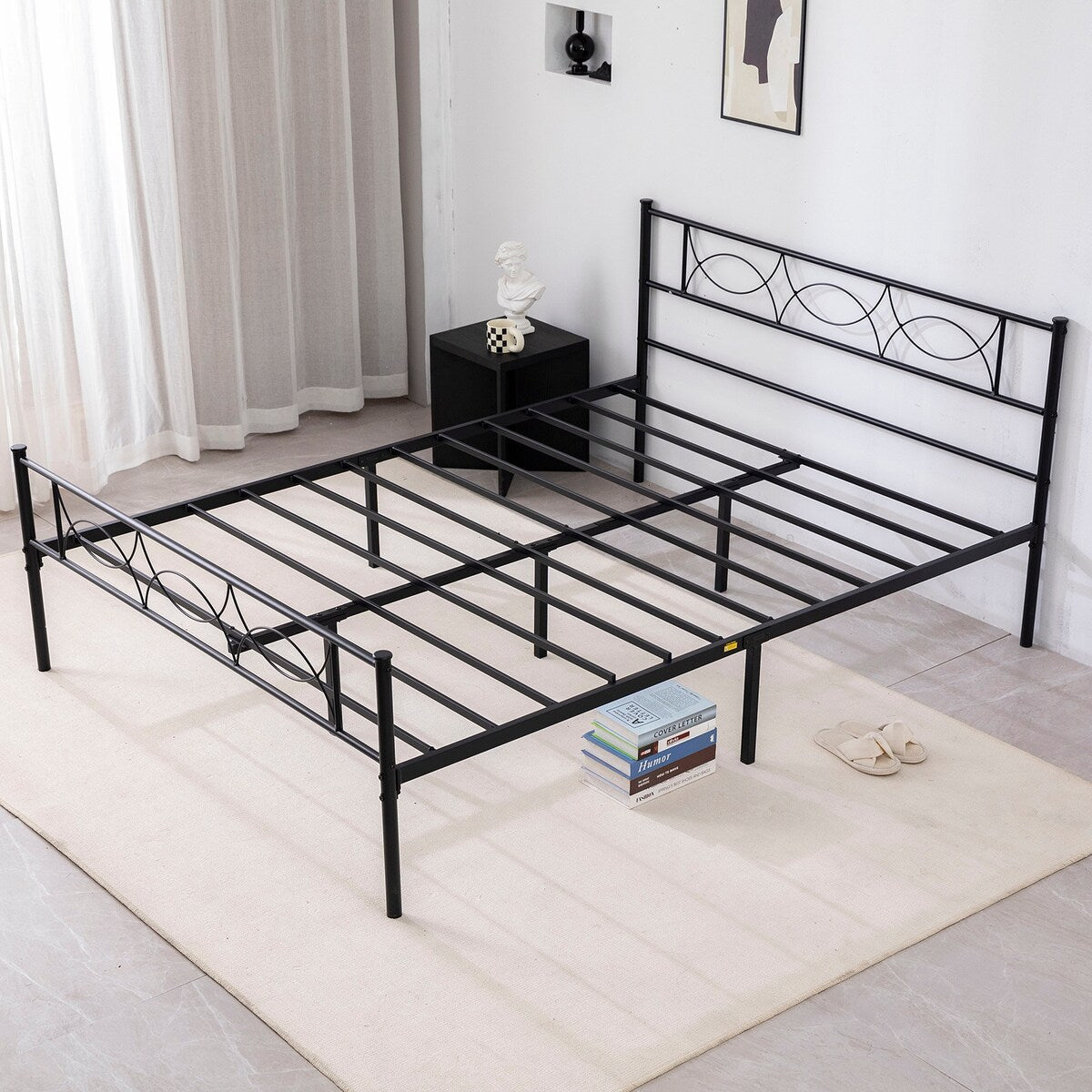 Queen Bed Frame with Headboard Heavy Duty Metal Platform Bed Frame, Noise Free Beds