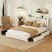 Queen Bed Frame with LED Headboard,4 Storage Drawers and USB Ports