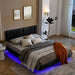 Queen Floating Bed Frame with LED Lights and Wall Mounted Headboard Low Profile Led Platform Bed Frame,No Box Spring Needed