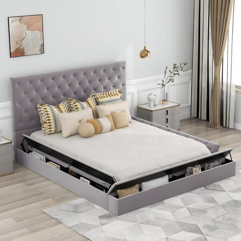 Queen/Full Size Tufted Storage Platform Bed