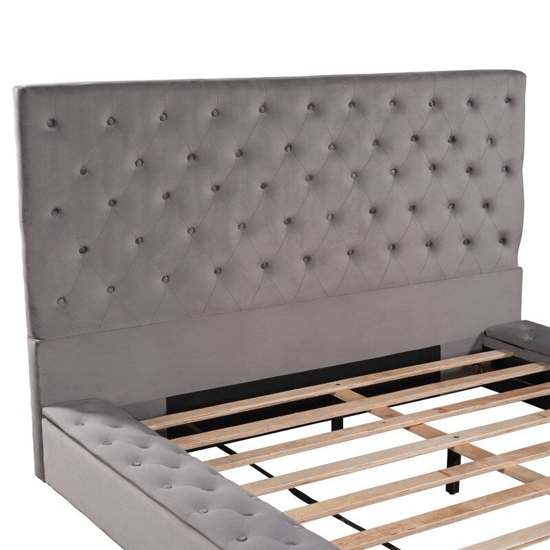 Queen/Full Size Tufted Storage Platform Bed