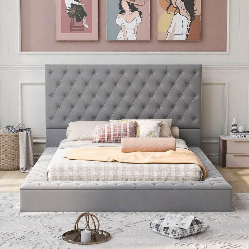 Queen/Full Size Tufted Storage Platform Bed