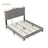Queen/Full Size Upholstered Bed Frame with Rivet Design, Modern Velvet Platform Bed with Tufted Headboard
