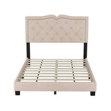 Queen/Full Size Upholstered Bed Frame with Rivet Design, Modern Velvet Platform Bed with Tufted Headboard