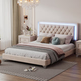 Queen OR Full Size Velvet Upholstered Bed Frame with LED Lights