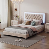Queen OR Full Size Velvet Upholstered Bed Frame with LED Lights