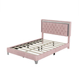 Queen OR Full Size Velvet Upholstered Bed Frame with LED Lights