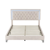 Queen OR Full Size Velvet Upholstered Bed Frame with LED Lights