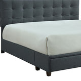 Queen Platform Bed with Button Tufted Headboard and USB Plugin, Gray