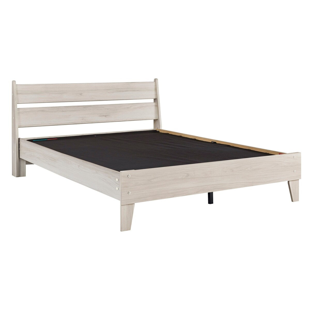 Queen Platform Bed with Grain Texture, Antique White