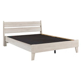 Queen Platform Bed with Grain Texture, Antique White