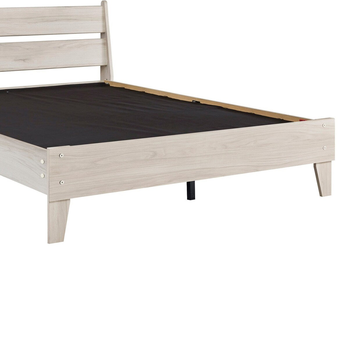 Queen Platform Bed with Grain Texture, Antique White