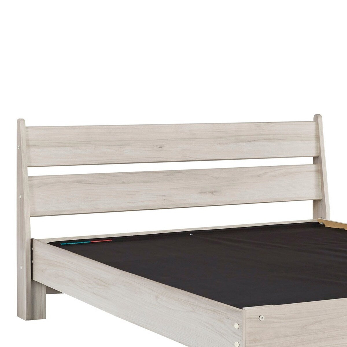 Queen Platform Bed with Grain Texture, Antique White