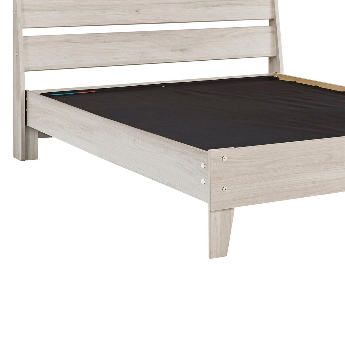 Queen Platform Bed with Grain Texture, Antique White