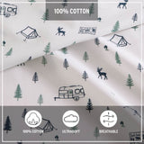 Queen Sheets, Cotton Percale Bedding Set, Crisp & Cool Home Decor (Campout Dark Blue, 4 Pieces, Queen)