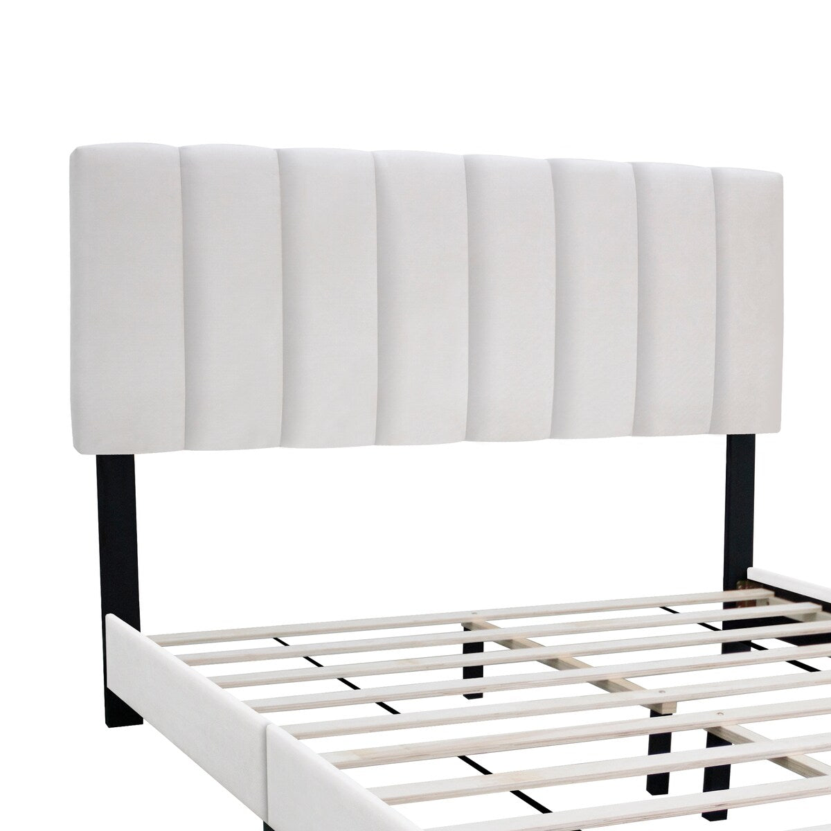 Queen Size Adjustable Upholstered Bed Frame, Vintage Style, Queen Size Bed
