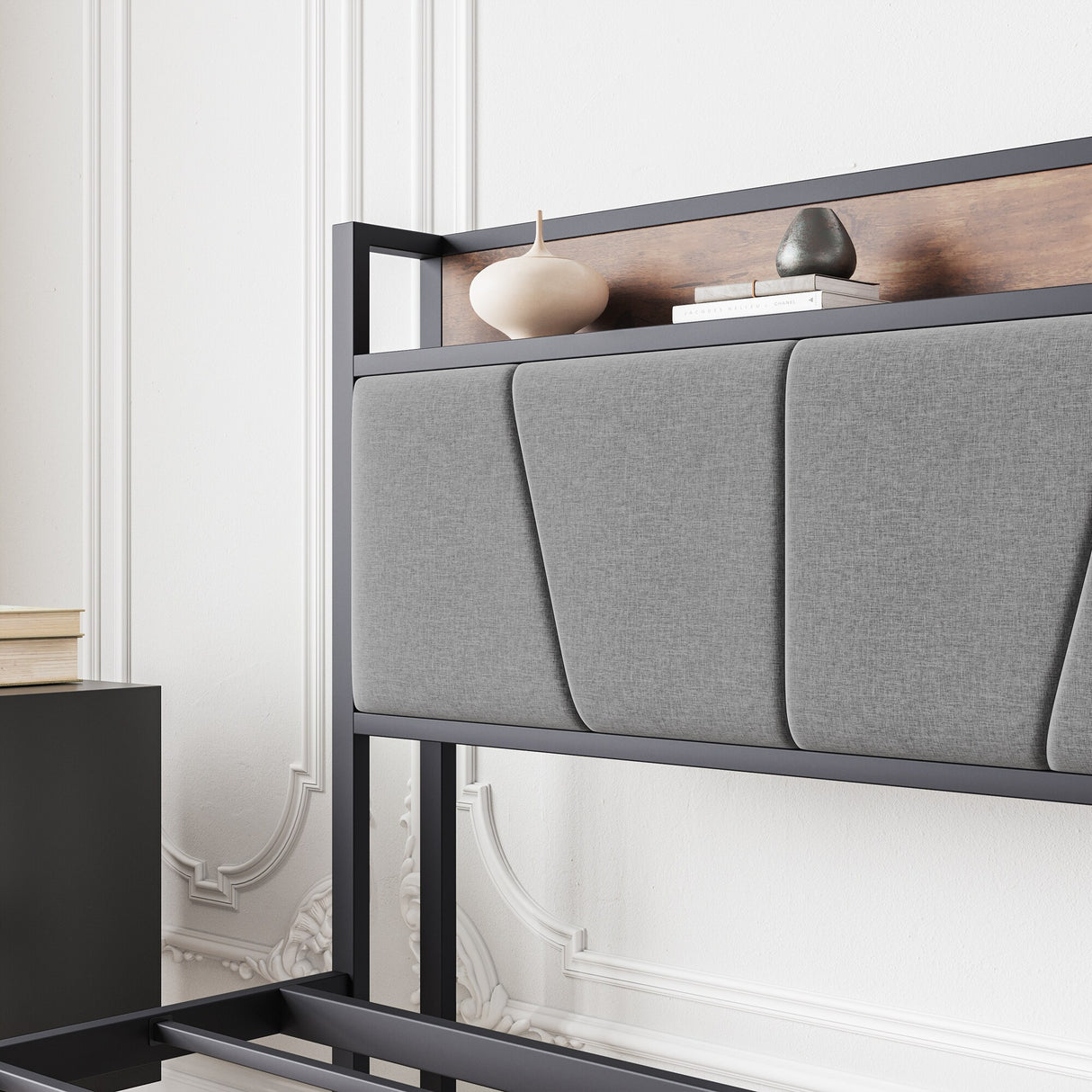 Queen Size Bed with Storage Headboard, Drawers & Charging Station