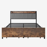 Queen Size Bed with Storage Headboard, Drawers & Charging Station
