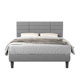 Queen Size Bed Frame Upholstered Headboard, Strong Frame and Wooden Slats Support Non-Slip and Noise-Free No Box Spring Needed