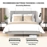 Queen Size Bed Frame, Black Velvet Upholstered Platform Bed