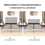 Queen Size Bed Frame, Black Velvet Upholstered Platform Bed
