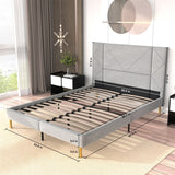 Queen Size Bed Frame, Black Velvet Upholstered Platform Bed
