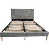 Queen Size Bed Frame, Black Velvet Upholstered Platform Bed