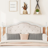 Queen Size Bed with Upholstered Headboard and Footboard, with Two Bed Rail Support Feet and Central Platform Support Feet