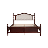 Queen Size Bed with Upholstered Headboard and Footboard, with Two Bed Rail Support Feet and Central Platform Support Feet
