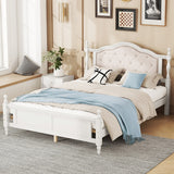 Queen Size Bed with Upholstered Headboard and Footboard, with Two Bed Rail Support Feet and Central Platform Support Feet