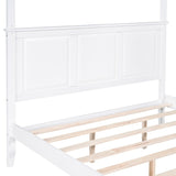 Queen Size Canopy Platform Bed with Headboard and Footboard
