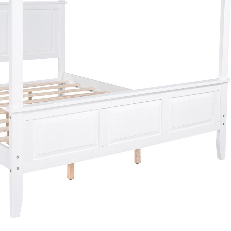 Queen Size Canopy Platform Bed with Headboard and Footboard