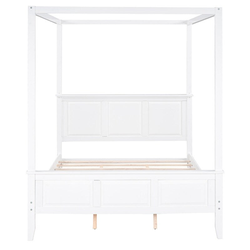 Queen Size Canopy Platform Bed with Headboard and Footboard