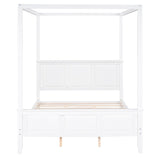 Queen Size Canopy Platform Bed with Headboard and Footboard