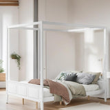Queen Size Canopy Platform Bed with Headboard and Footboard