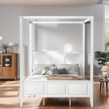Queen Size Canopy Platform Bed with Headboard and Footboard