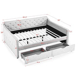 Queen Size Daybed with Drawers Upholstered Tufted Sofa Bed
