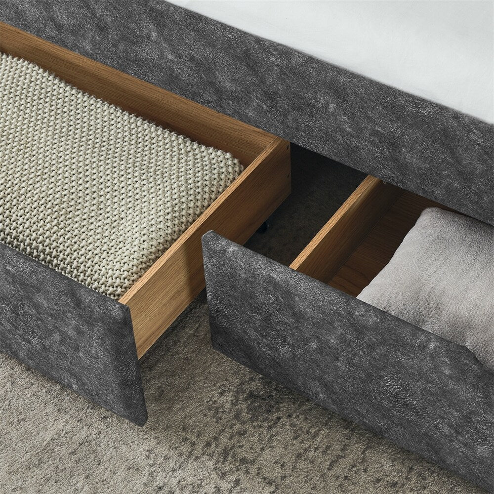 Queen Size Daybed with Drawers Upholstered Tufted Sofa Bed