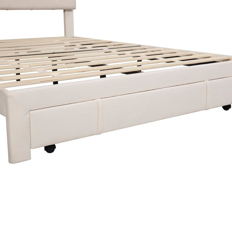 Queen Size Elegant Design Storage Bed Velvet Upholstered Platform Bed with a Big Drawer,No Box Spring required,Ease Assembly