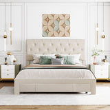 Queen Size Elegant Design Storage Bed Velvet Upholstered Platform Bed with a Big Drawer,No Box Spring required,Ease Assembly