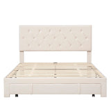Queen Size Elegant Design Storage Bed Velvet Upholstered Platform Bed with a Big Drawer,No Box Spring required,Ease Assembly