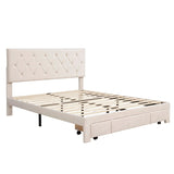 Queen Size Elegant Design Storage Bed Velvet Upholstered Platform Bed with a Big Drawer,No Box Spring required,Ease Assembly