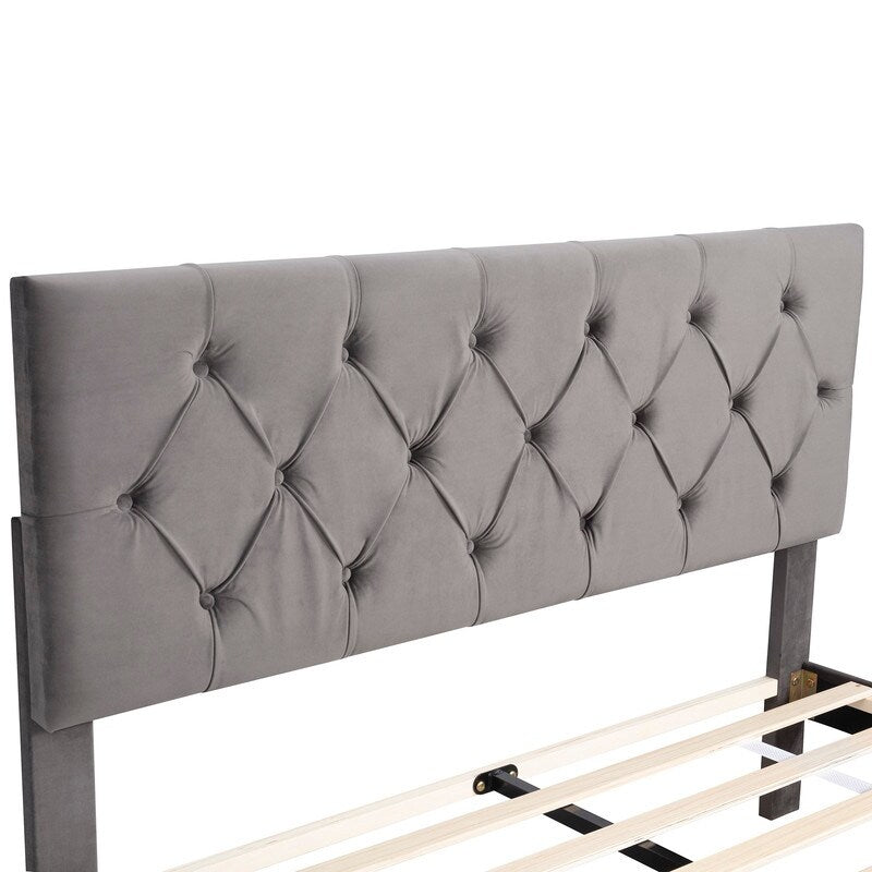 Queen Size Elegant Design Storage Bed Velvet Upholstered Platform Bed with a Big Drawer,No Box Spring required,Ease Assembly