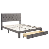 Queen Size Elegant Design Storage Bed Velvet Upholstered Platform Bed with a Big Drawer,No Box Spring required,Ease Assembly