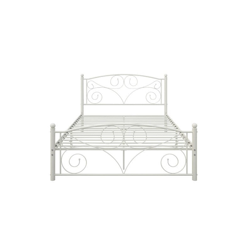 Queen Size Flower Metal Bed Frame with Headboard and Footboard/Mattress Foundation for Storage/Sturdy System