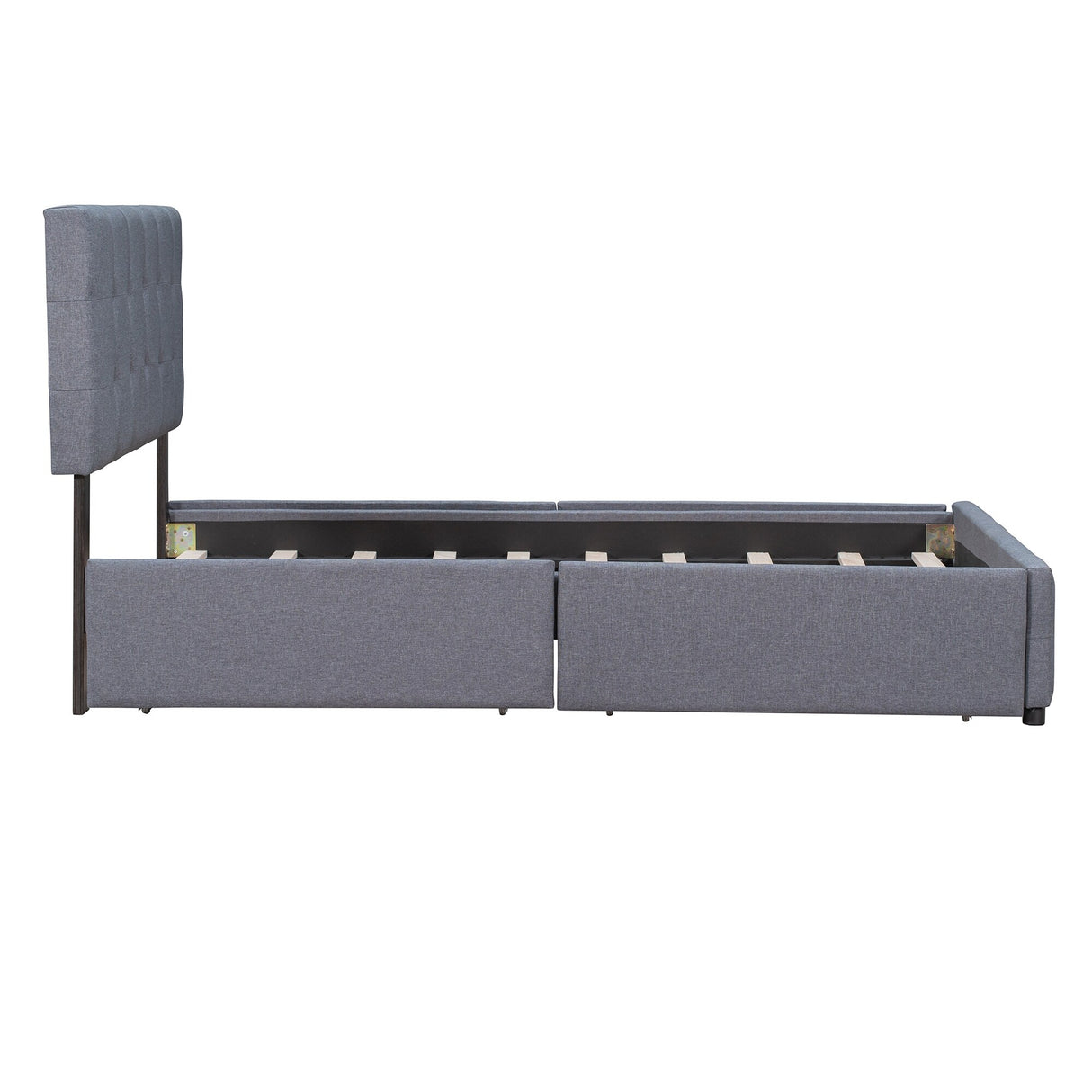 Queen Size Linen Fabric Upholstered Platform Bed with 4 Drawers