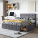 Queen Size Linen Fabric Upholstered Platform Bed with 4 Drawers